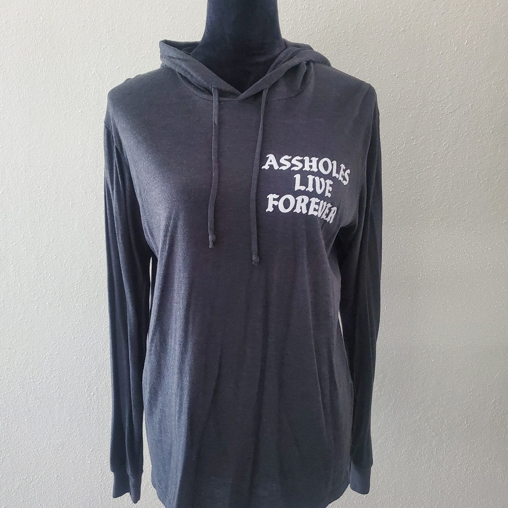 Linda Finegold A**holes Live Forever Gray Lightweight Pullover ALF  Size S